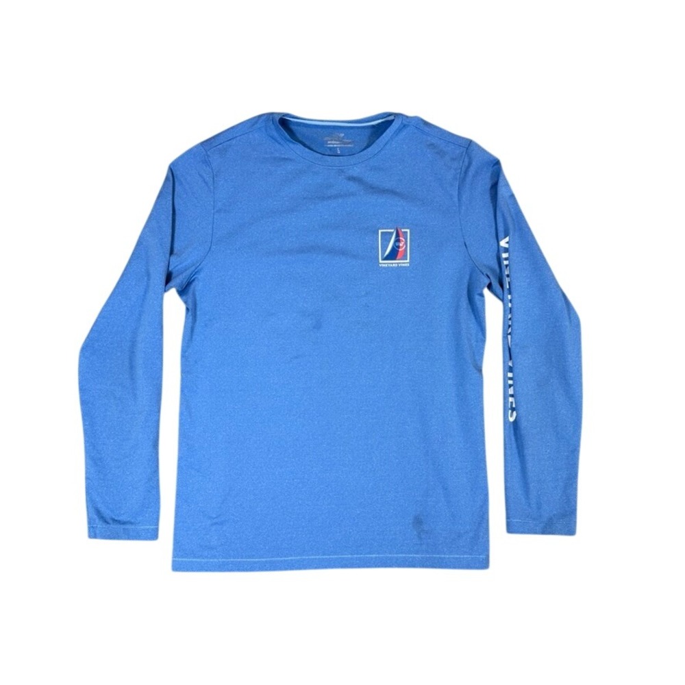 Vineyard Vines Performance Womens Long Sleeve Blue Sailboat Graphic Shirt Large